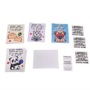 Scratch Off Greeting Card Set 12 Cards Cute Animals w Envelopes Stickers New